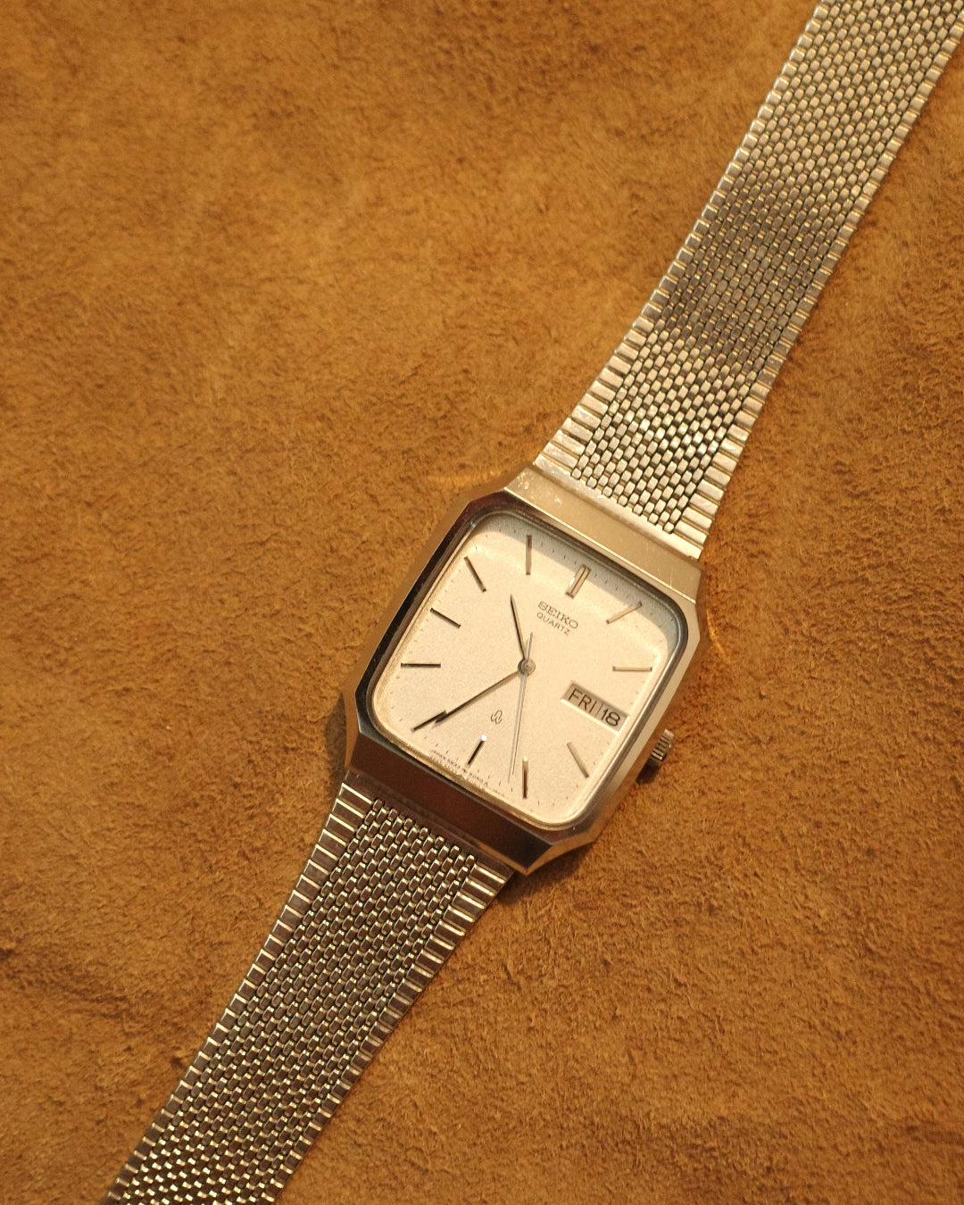 1981 Seiko octagon white Textured Dial quartz watch 5933-5080