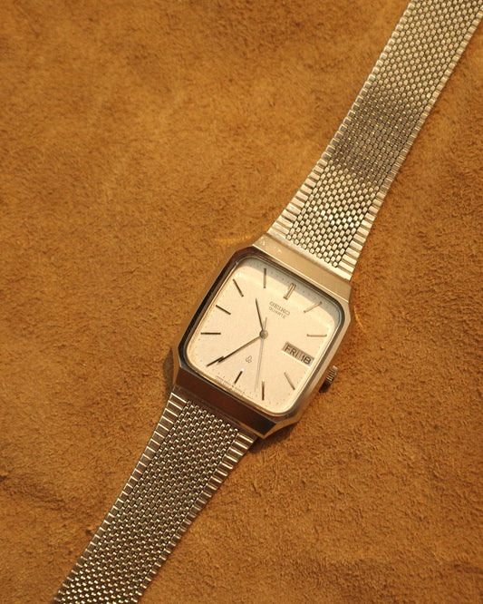 1981 Seiko octagon white Textured Dial quartz watch 5933-5080