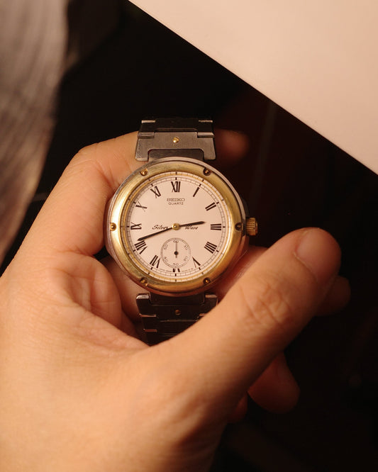 1982 Seiko silver wave two-tone quartz watch 2628-0110
