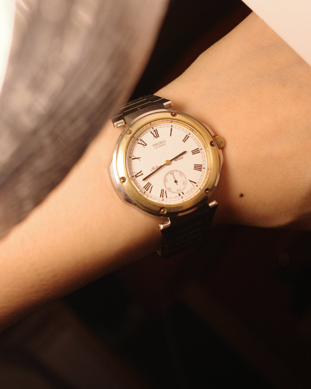 1982 Seiko silver wave two-tone quartz watch 2628-0110