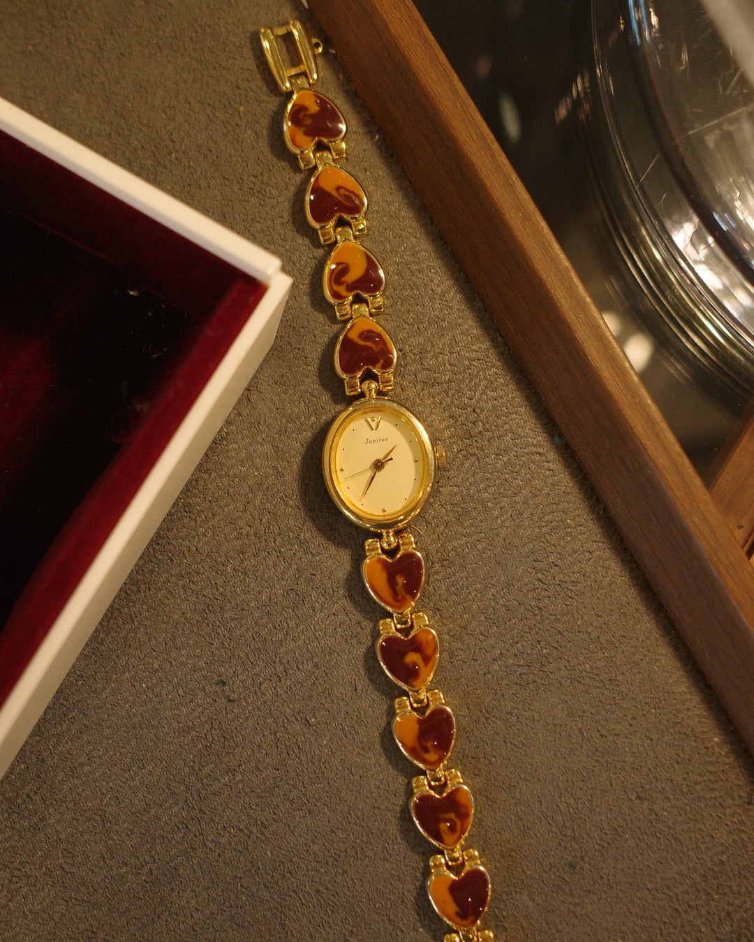 1990 Orient jupiter Amber style heart shape bracelet quartz watch
