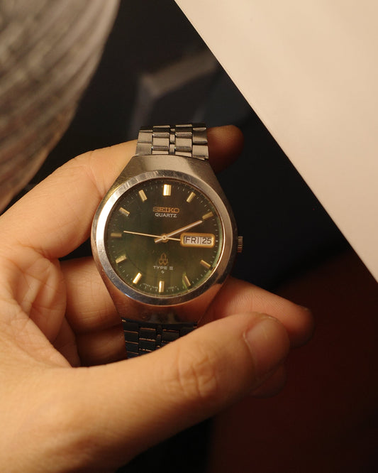 1977 seiko type ii green gradient quartz watch