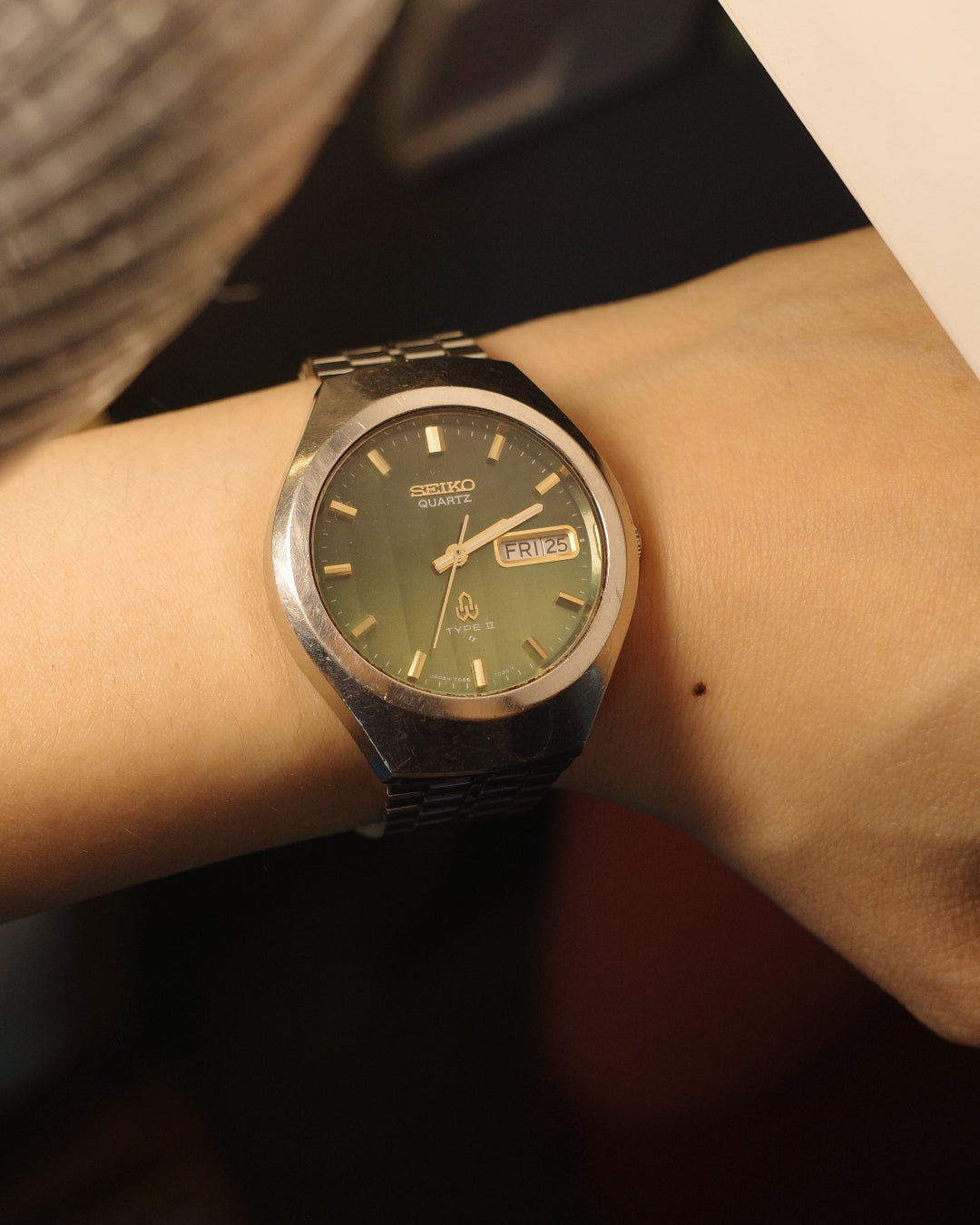 1977 seiko type ii green gradient quartz watch