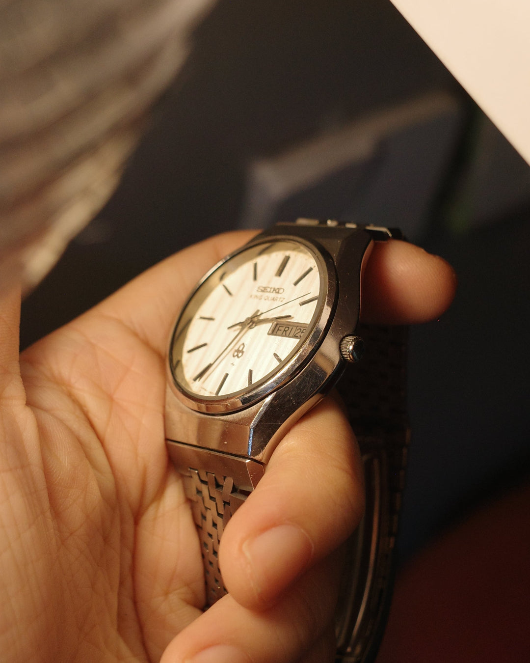 1977 Seiko king quartz white dial liner watch