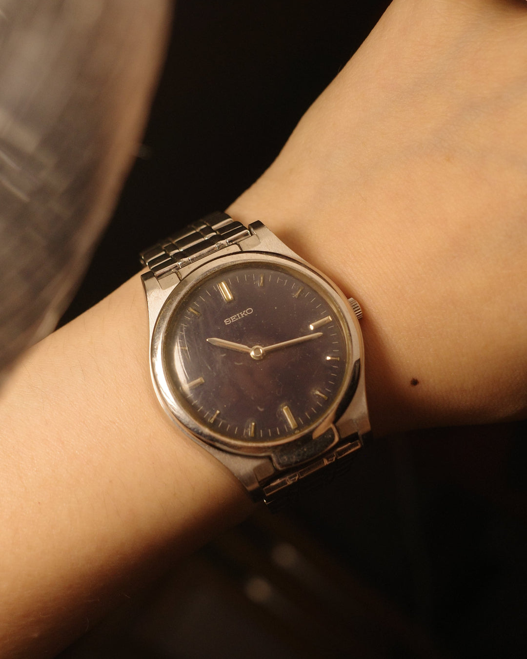 1986 Seiko Blind Braille blue dial quartz watch 7C17-8000