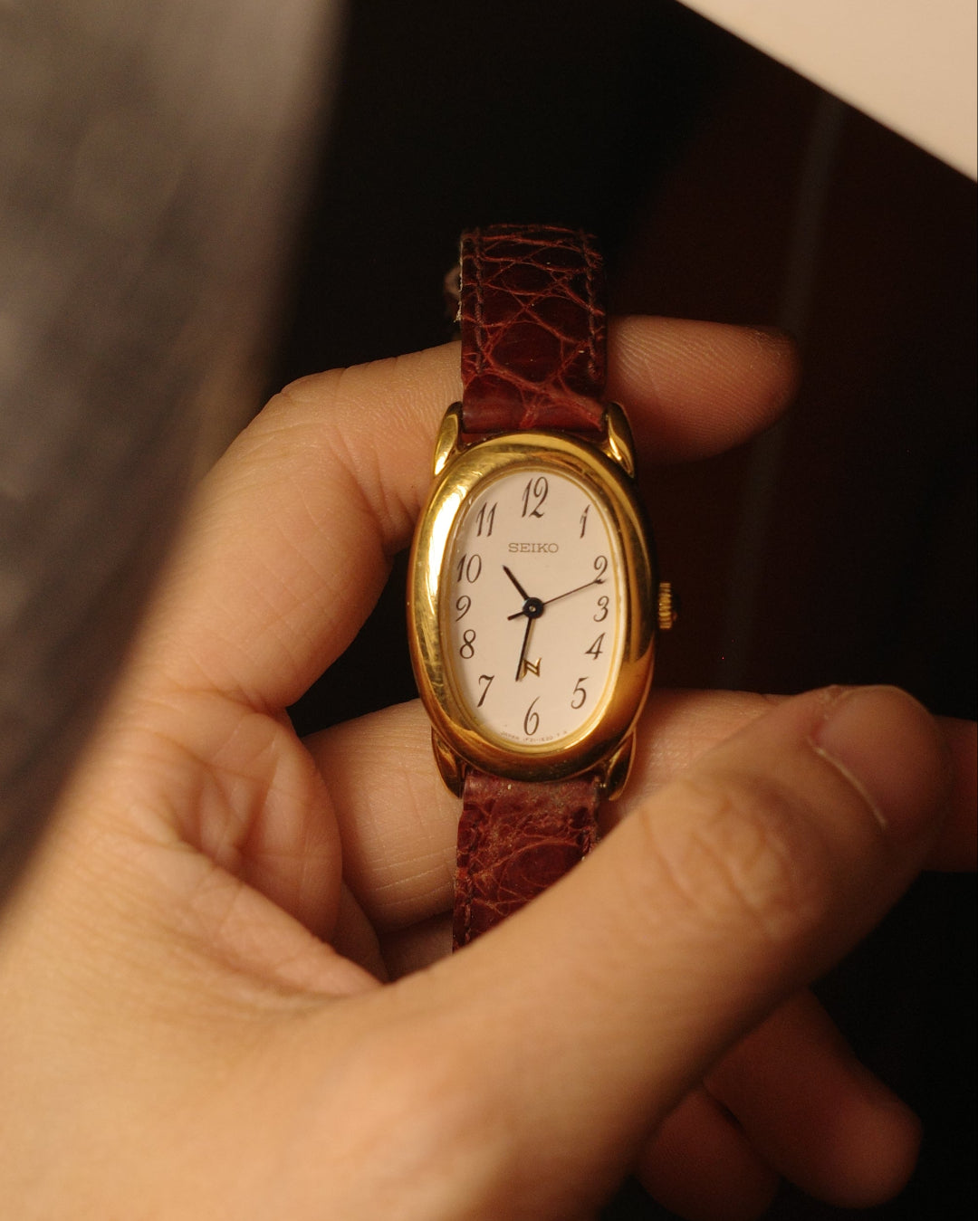 1985 Seiko cartier baignoire like quartz watch 1f21-5870