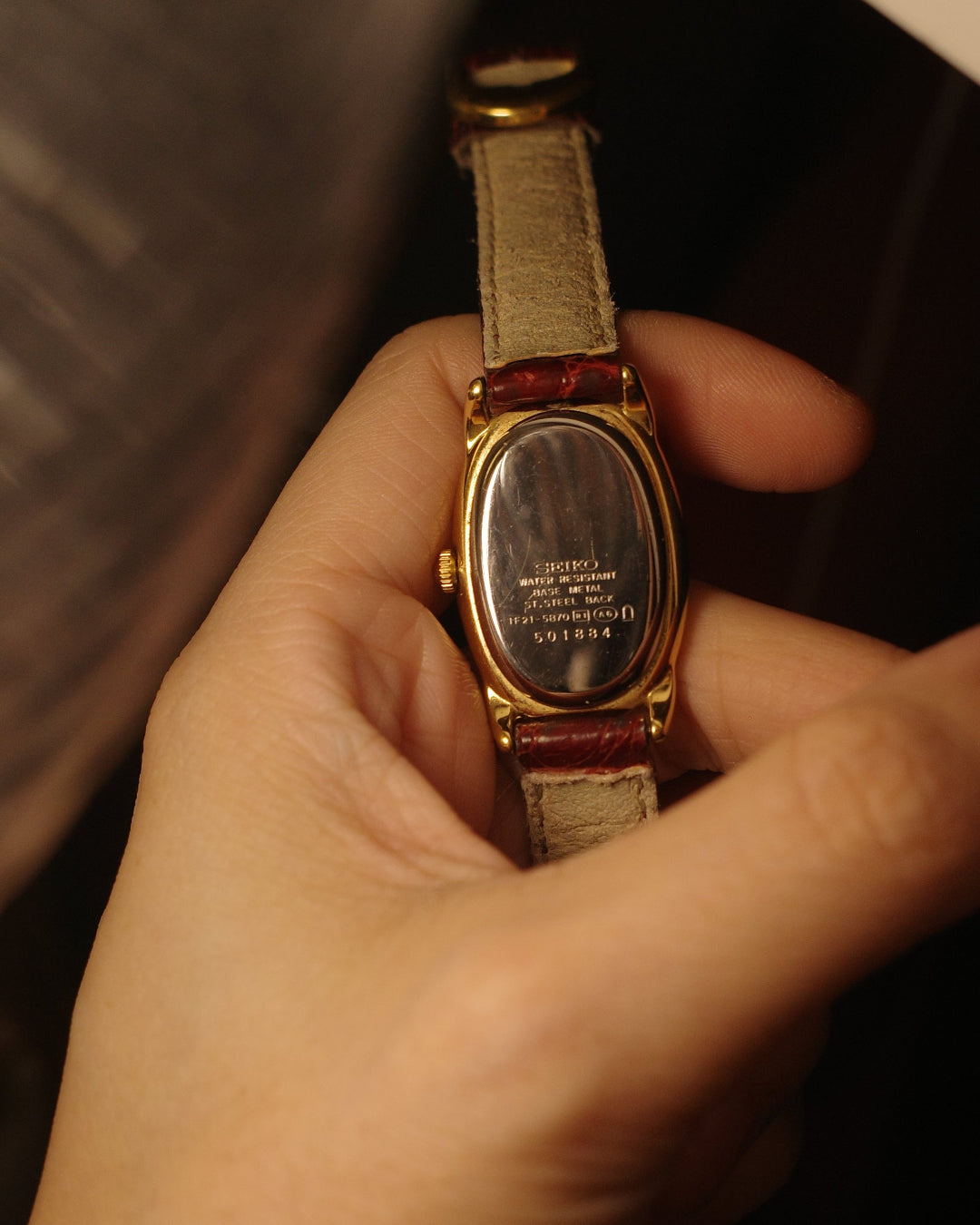 1985 Seiko cartier baignoire like quartz watch 1f21-5870