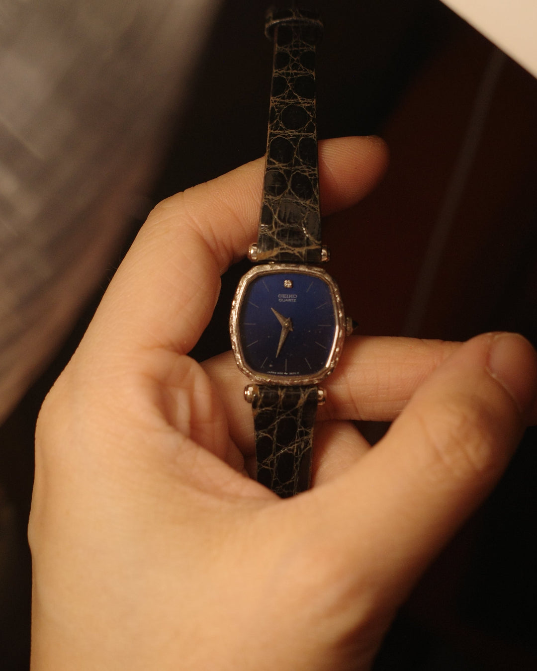 【PDP】1980 Seiko silver royal blue mini square quartz watch 1400-7000