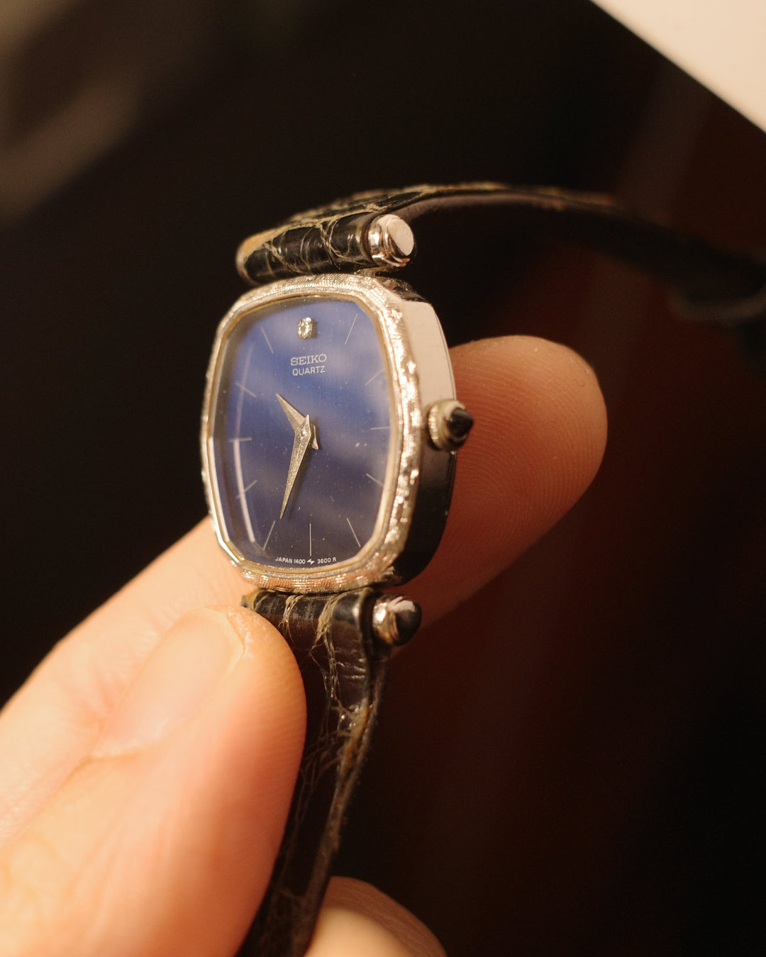 【PDP】1980 Seiko silver royal blue mini square quartz watch 1400-7000