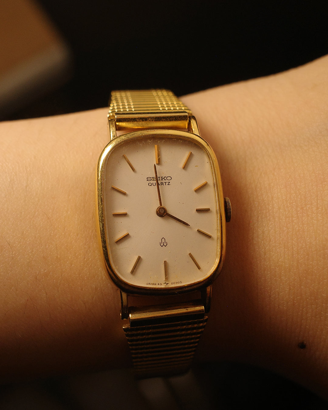 【ASGP】1986 Seiko oval gold back quartz watch 43-3270