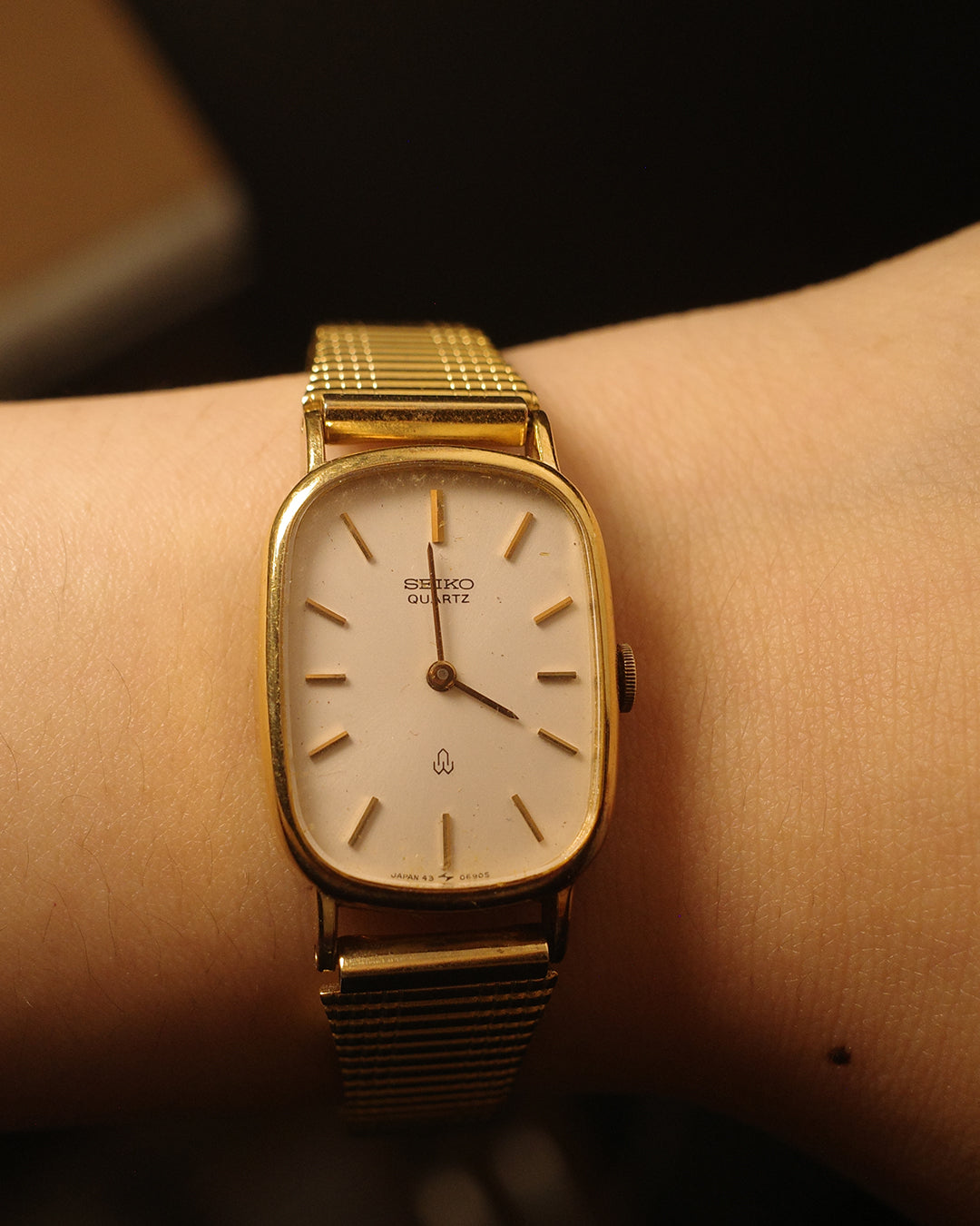 【ASGP】1986 Seiko oval gold back quartz watch 43-3270