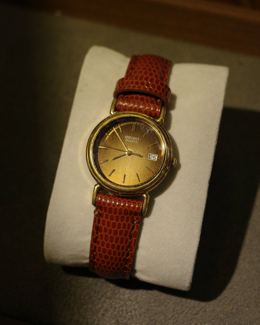 1980 Seiko Brown round dial quartz watch 3422-0050