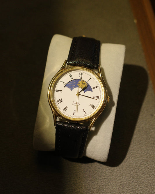 1984 Seiko Alba Sunmoon phase large face quartz watch Y145-7000