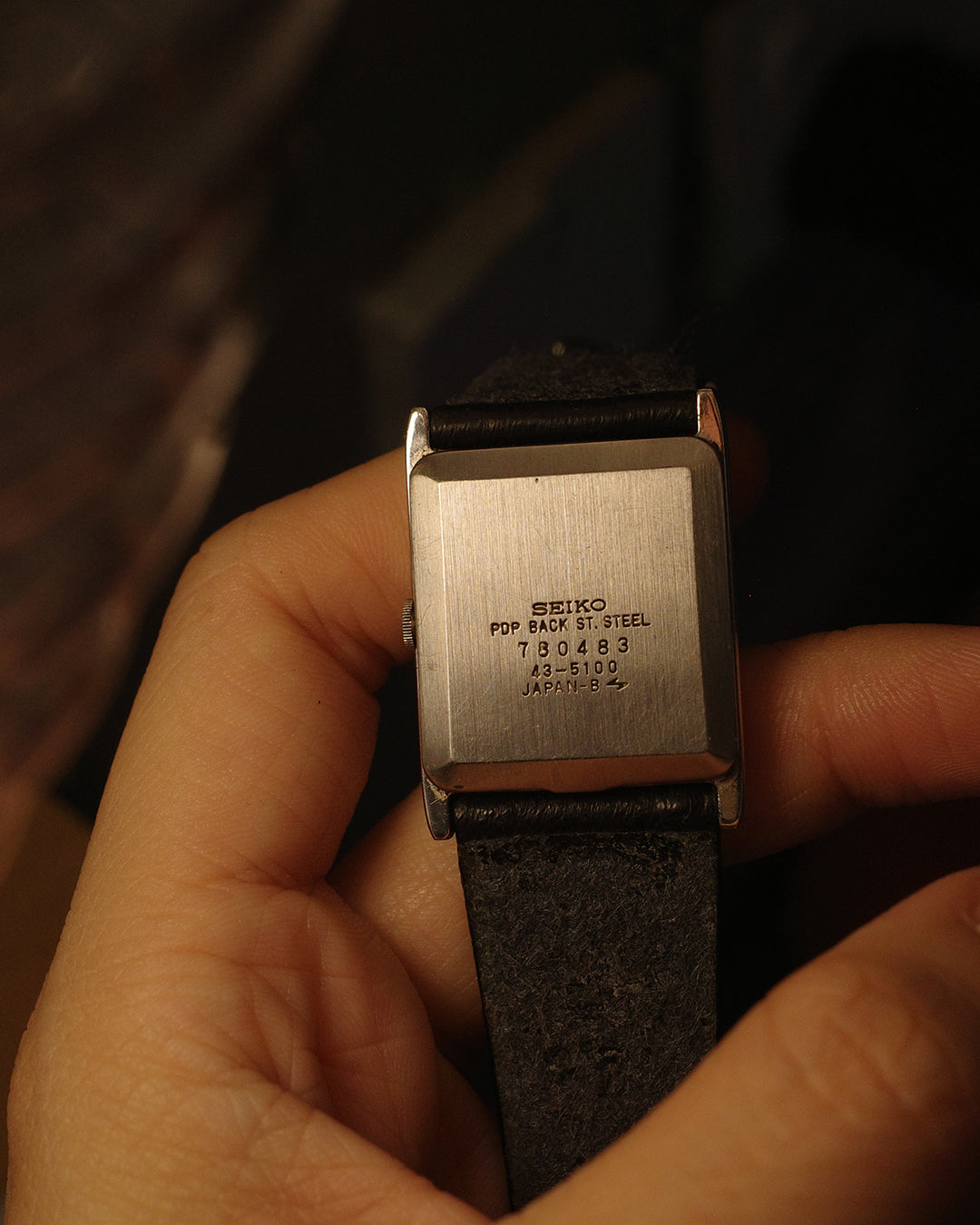 1987 Seiko silver tank quartz watch 43-5100