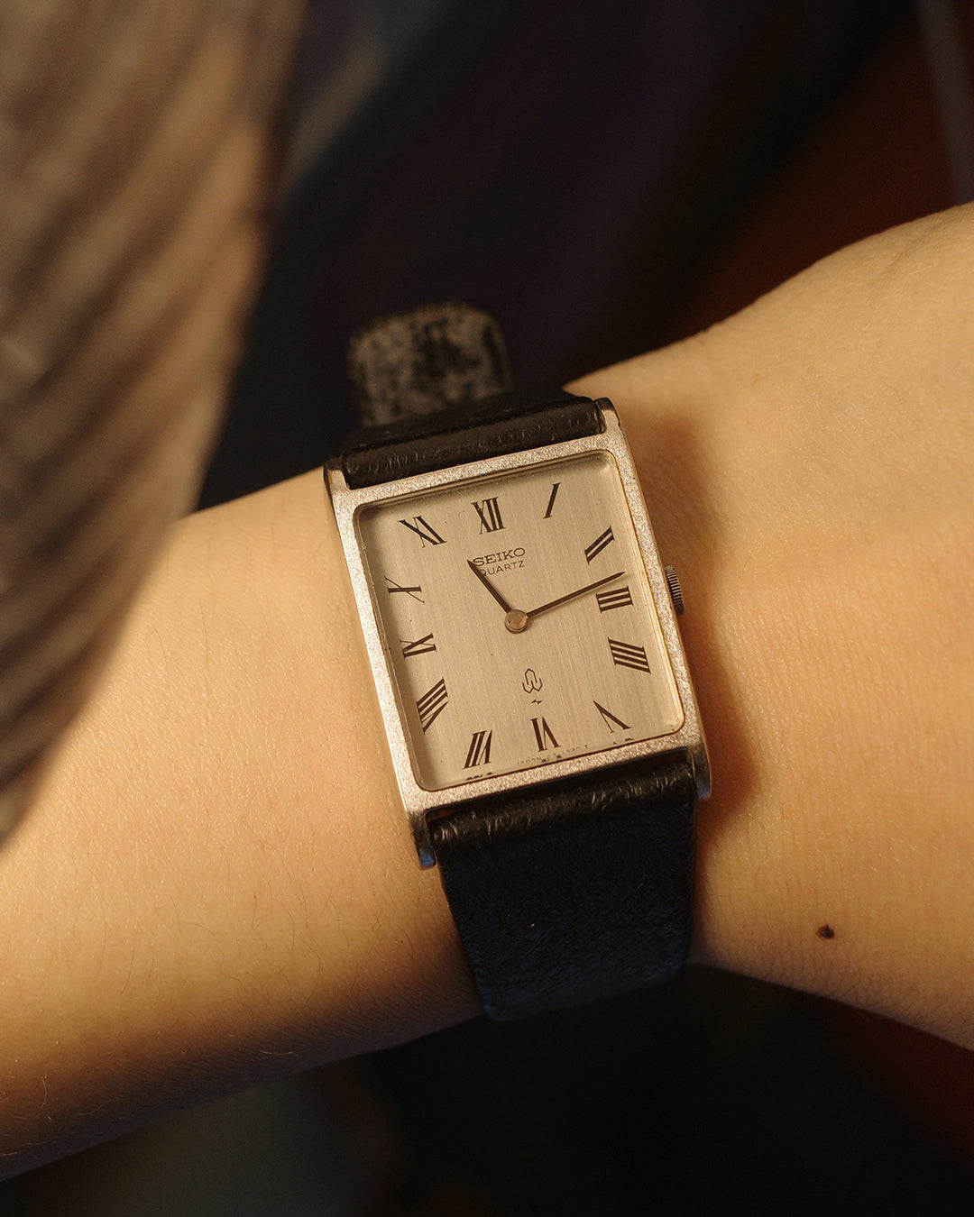 1987 Seiko silver tank quartz watch 43-5100