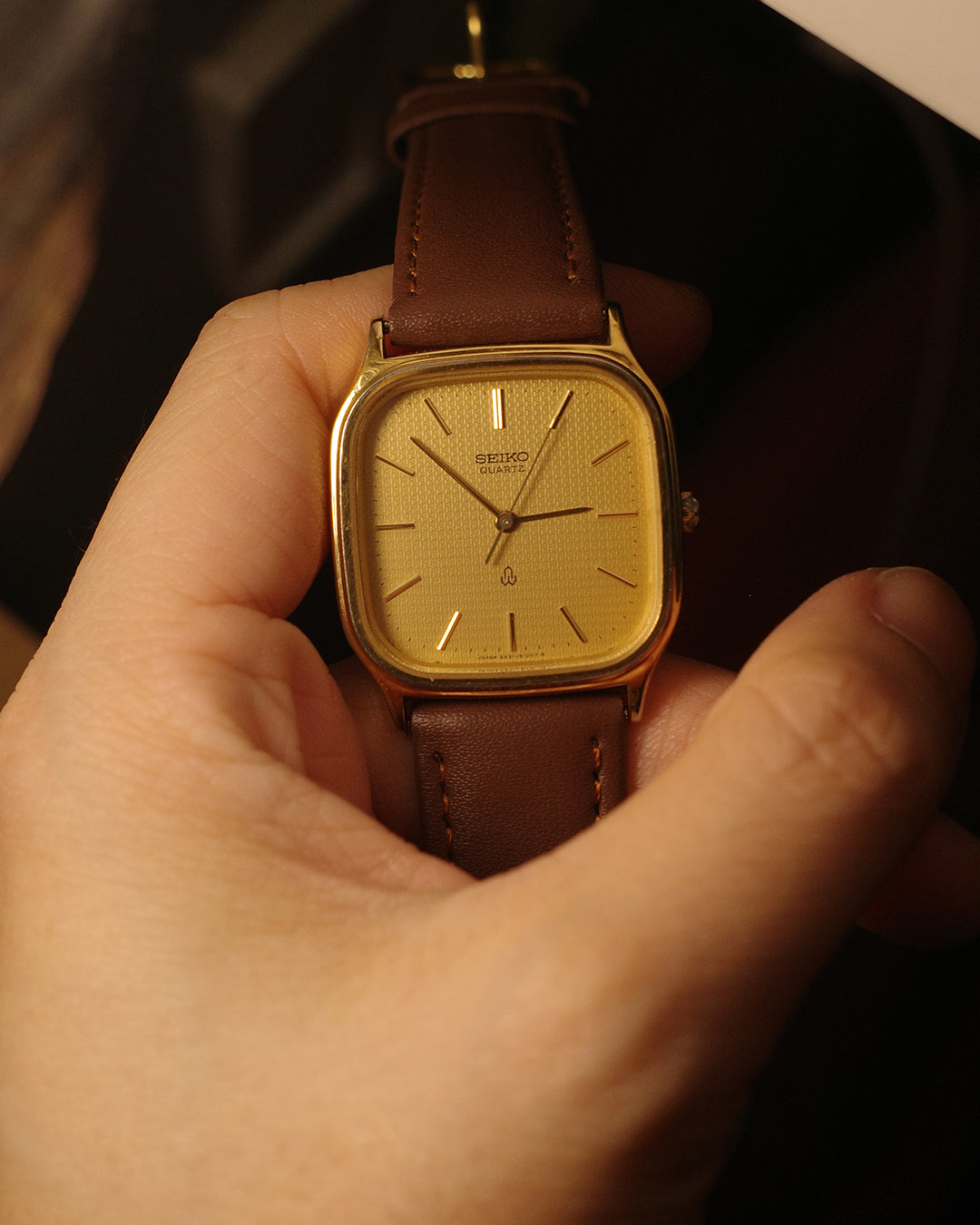 1983 Seiko TV dial gold tone yellow face quartz watch 6431-5050