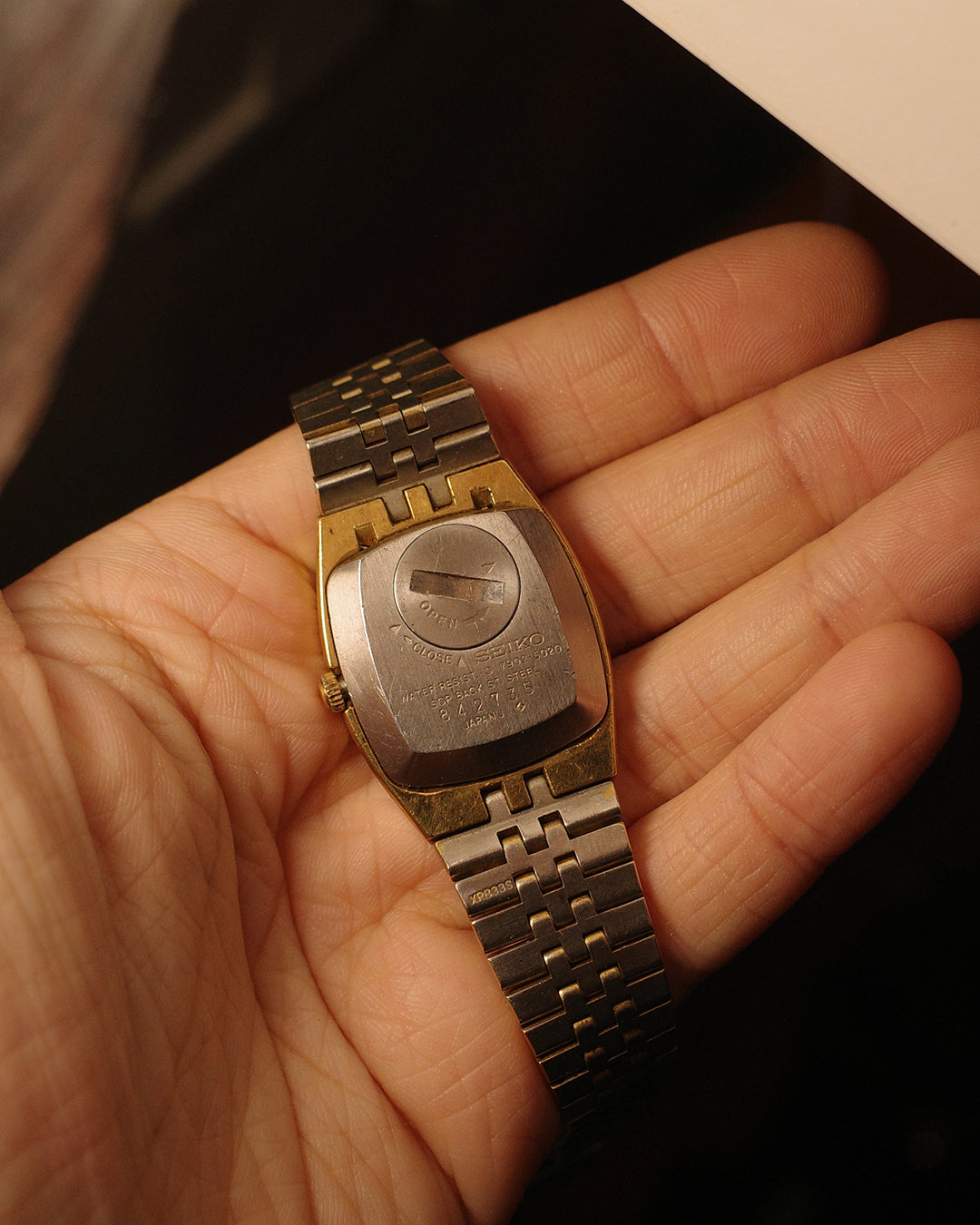 1988 Seiko gold tone tv dial quartz watch 7902-5020