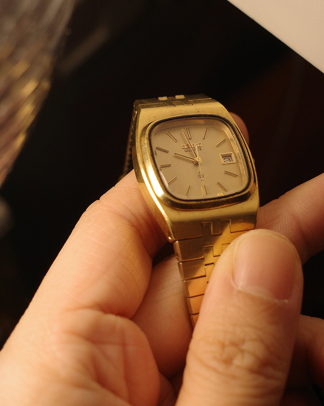 1988 Seiko gold tone tv dial quartz watch 7902-5020