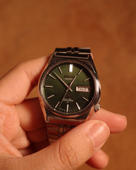 1989 Seiko Silver-wave green dial quartz watch 7546-6340