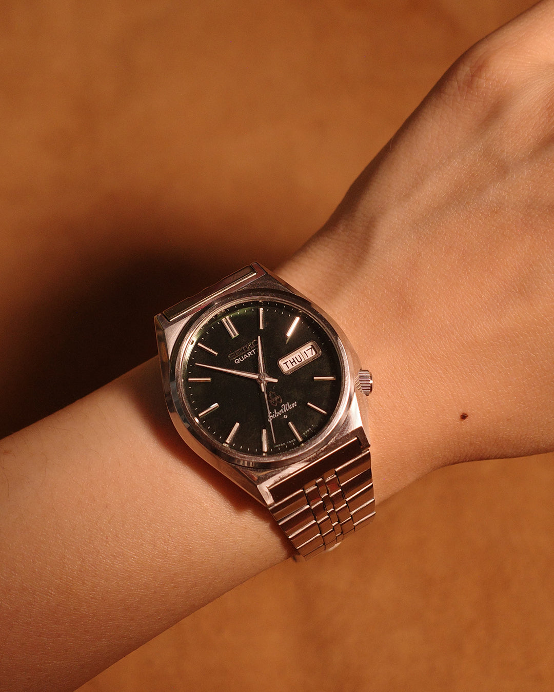 1989 Seiko Silver-wave green dial quartz watch 7546-6340