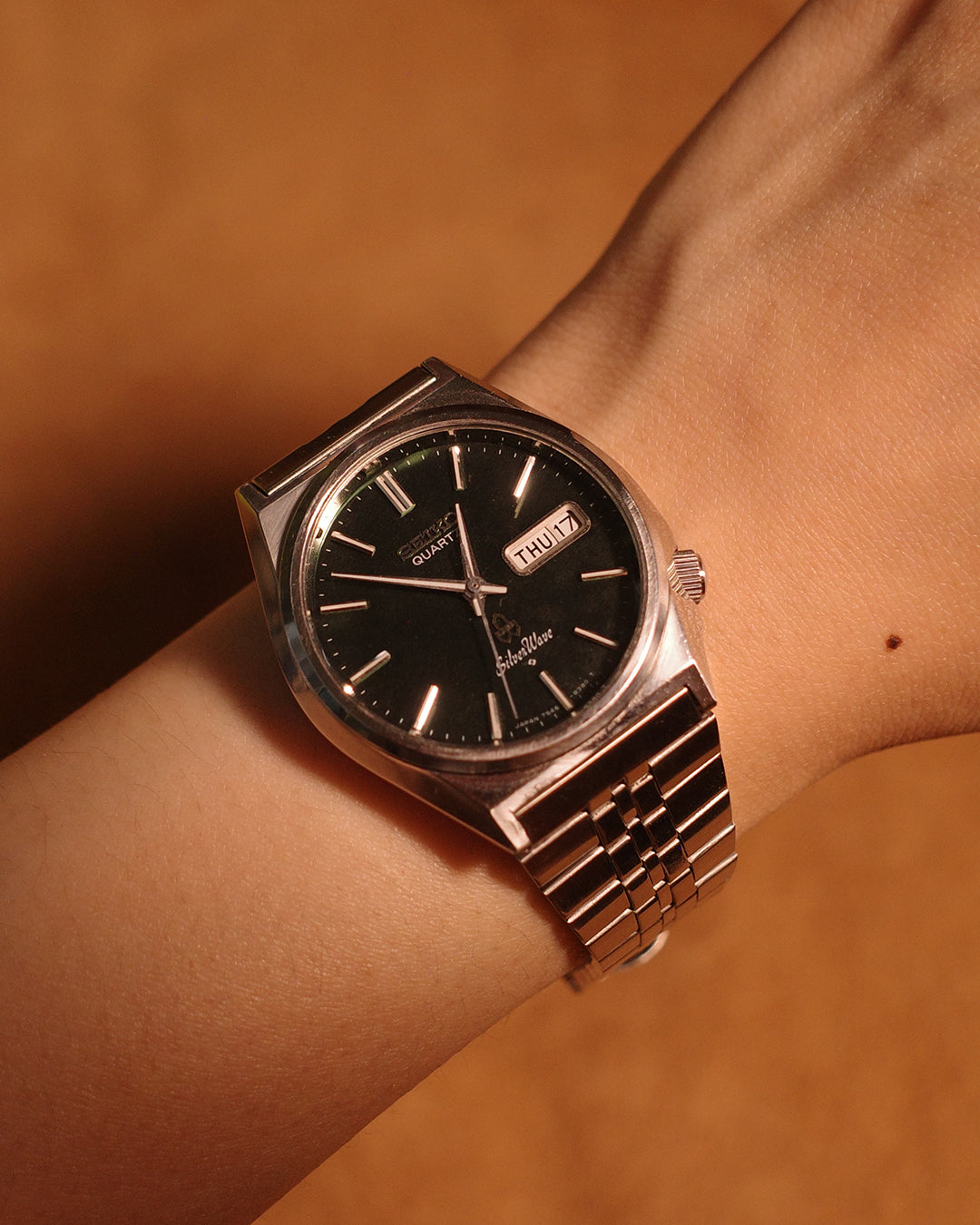 1989 Seiko Silver-wave green dial quartz watch 7546-6340
