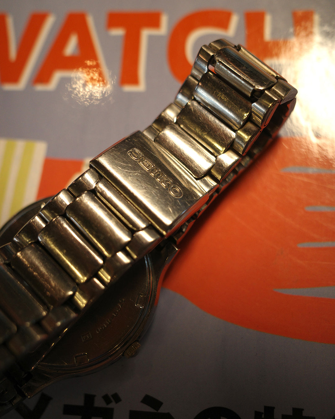 1989 Seiko SQ Date day round dial silver quartz watch 5y23-8160