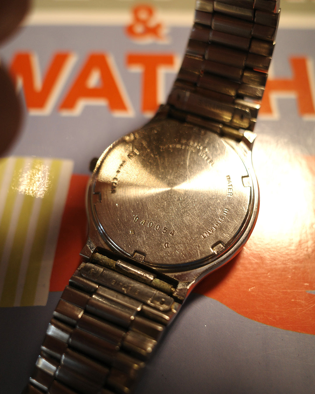 1989 Seiko SQ Date day round dial silver quartz watch 5y23-8160