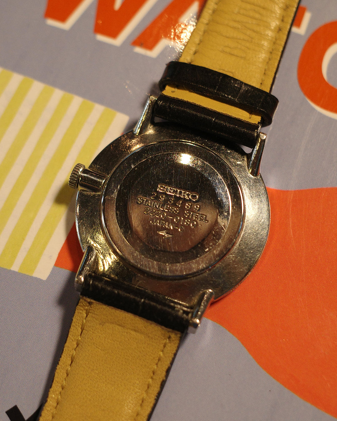 1972 Seiko Roman number manual winding grid Linen Dial Watch