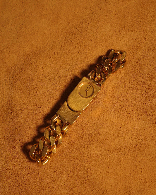 【Rare 】1986 Seiko lock Gold tone chain quartz watch 1e20-0350