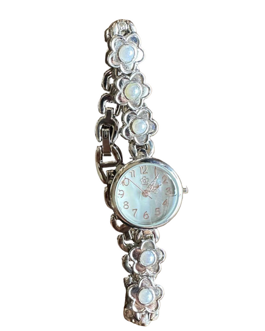 （預售）Ara Flower Chain Sliver Tone Watch
