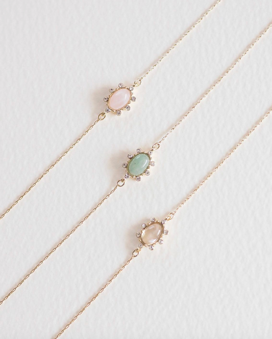 [MUK Design Oval Collection ]Gold Tone Dreamy Stone bracelet