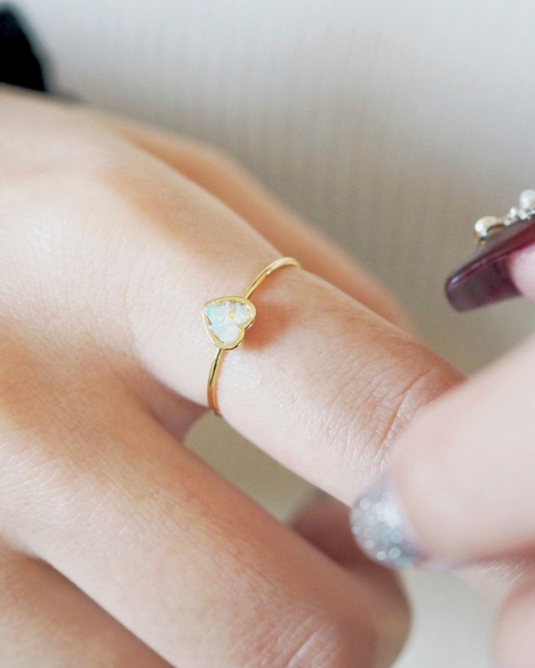 Ring
[MUK Design Heart stone]Gold Tone Dreamy Stone Ring