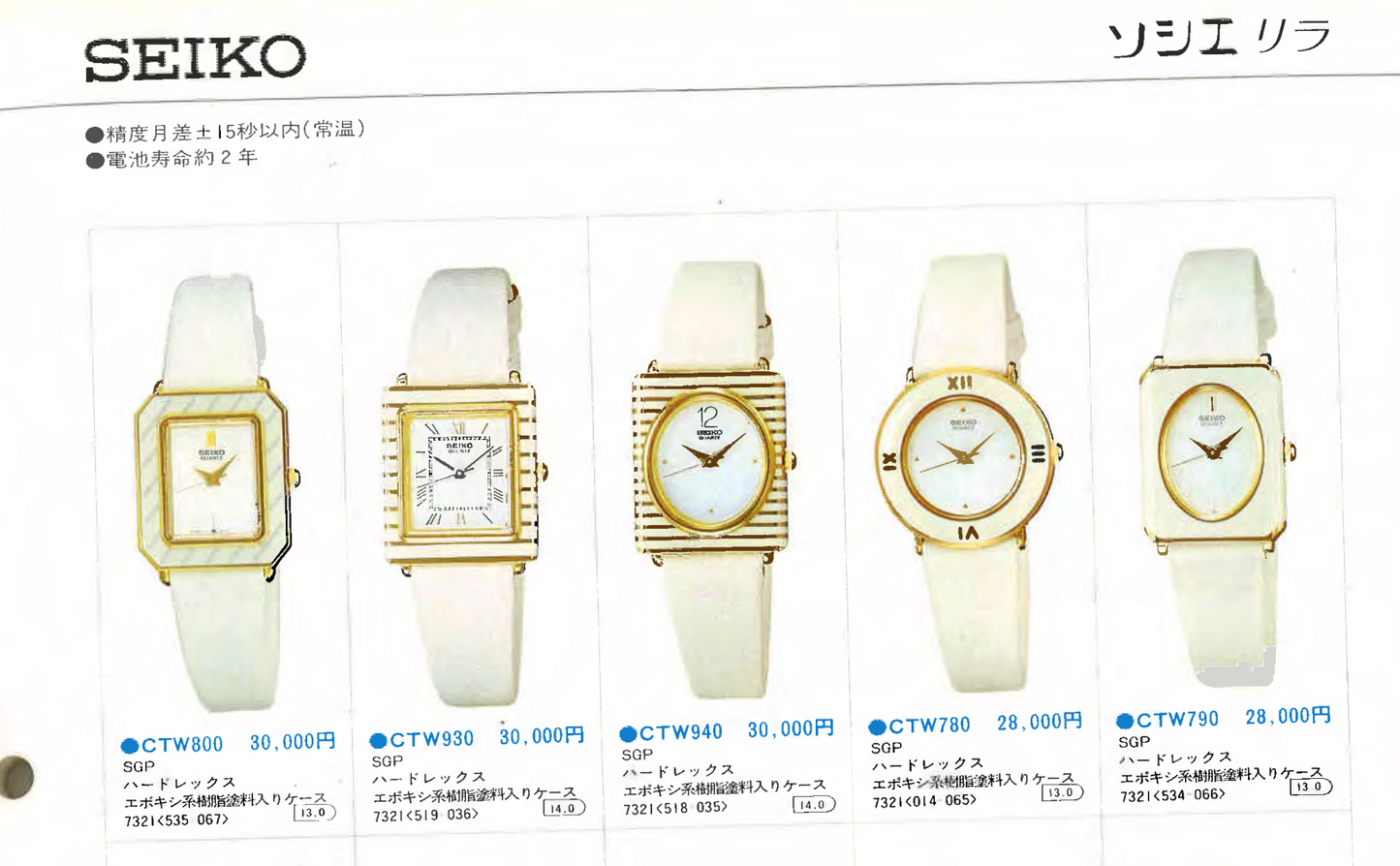 1985 Seiko Candy Art Deco Cream Ceramic square 7321-0350 Quartz Watch