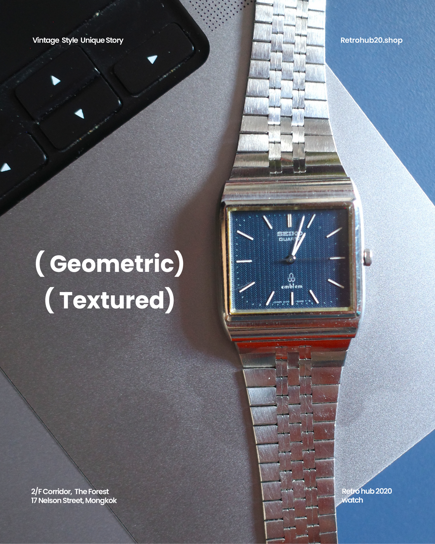 JDM Seiko square blue wheat era emblem watch