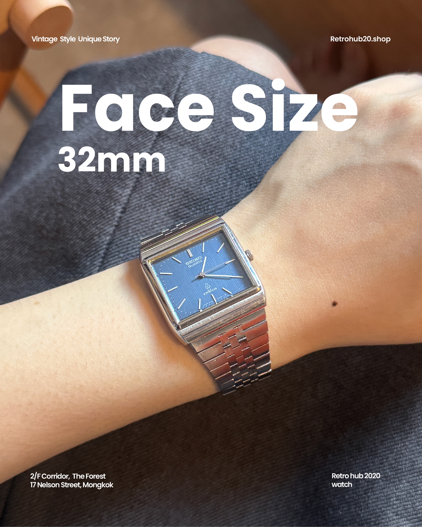 JDM Seiko square blue wheat era emblem watch