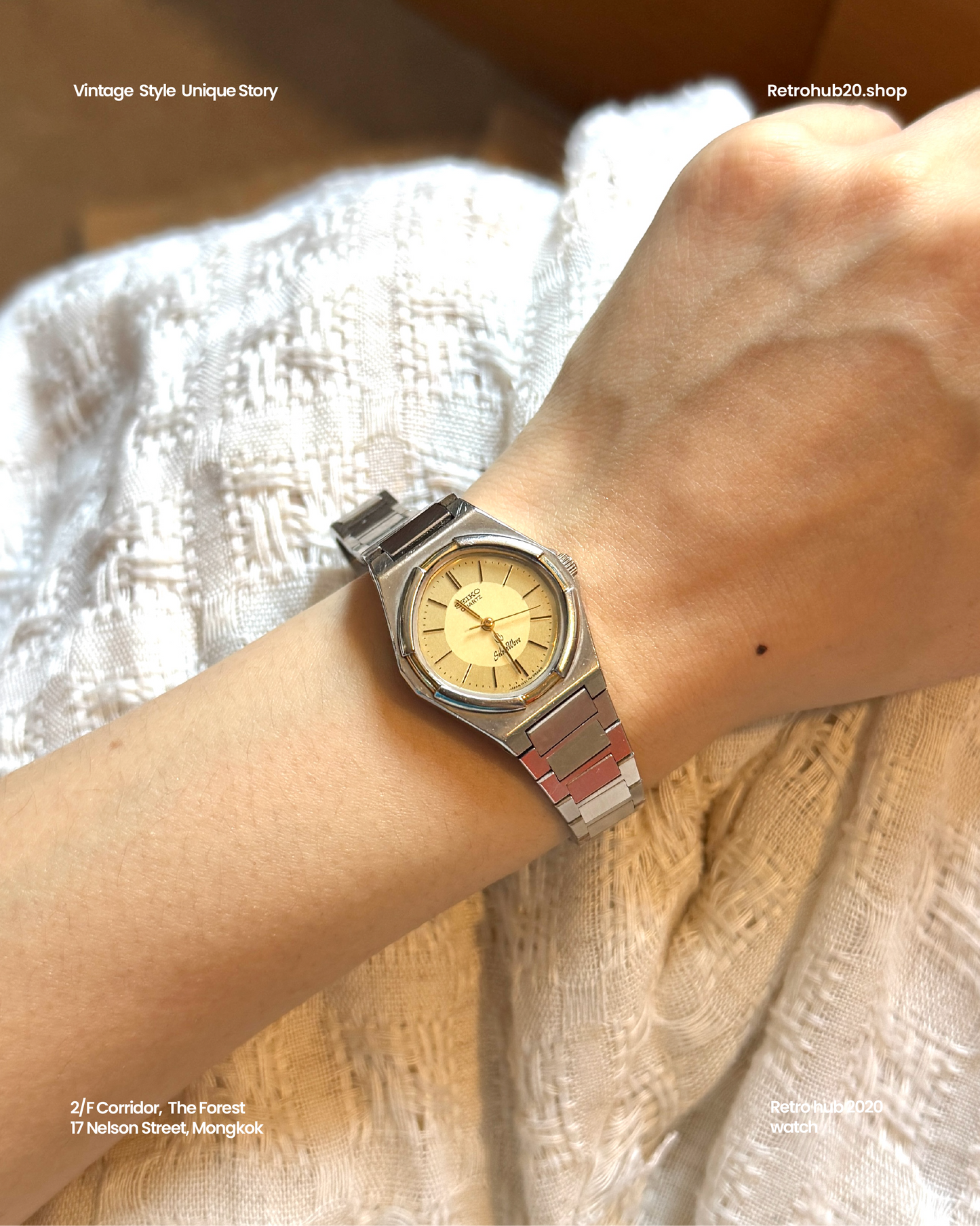 1988 Seiko SilverWave Cartier octagon-style quartz watch