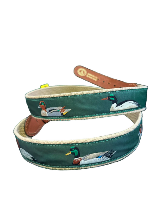 【 L Size 】Vtg Leather Man Green Duck Belt Handmade in Essex