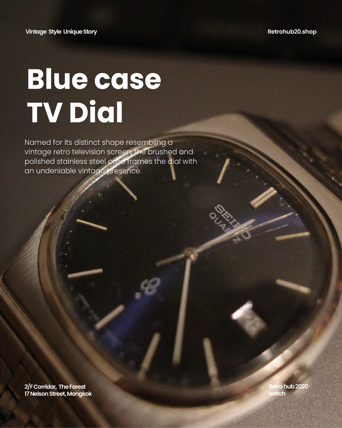 1986 Space age Seiko blue gradient TV face JDM quartz watch 4122-5020