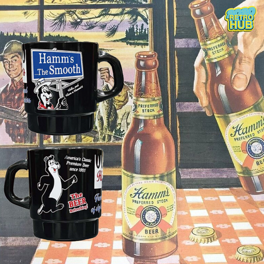 平替 Fire king 復古廣告 Hamm the beer 廣告牛奶杯 Stacking Mug